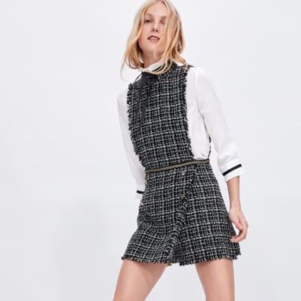 Zara tweed black and white jumpsuit / play suit